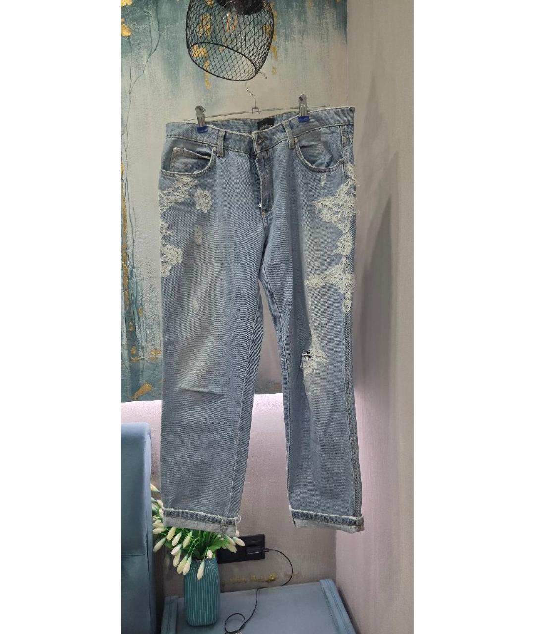 ERMANNO SCERVINO Голубые хлопковые прямые джинсы, фото 8