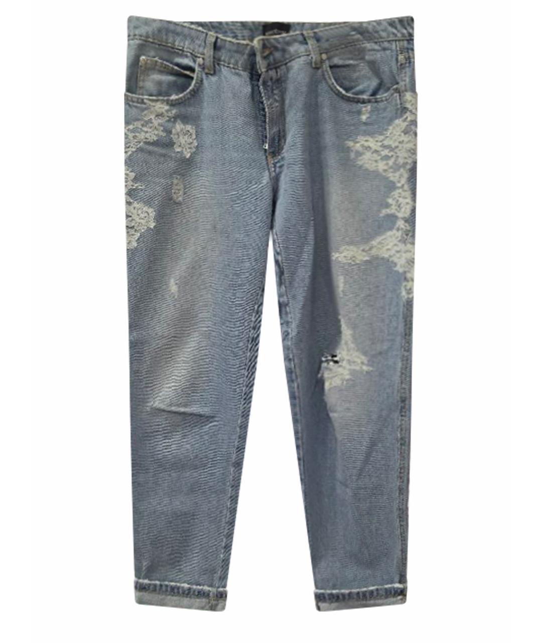 ERMANNO SCERVINO Голубые хлопковые прямые джинсы, фото 1