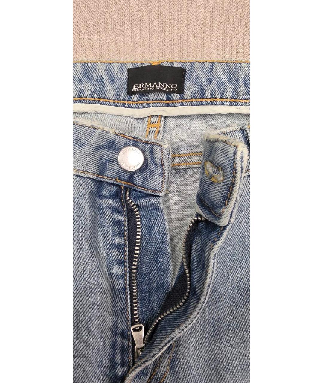 ERMANNO SCERVINO Голубые хлопковые прямые джинсы, фото 6