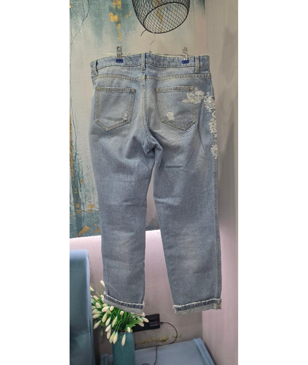 ERMANNO SCERVINO Голубые хлопковые прямые джинсы, фото 2