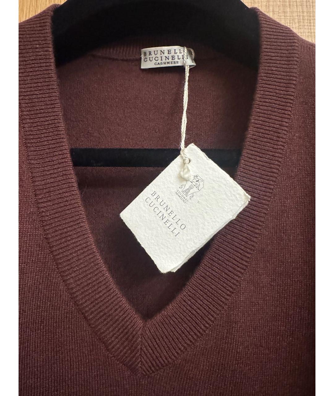 BRUNELLO CUCINELLI Бордовый кашемировый джемпер / свитер, фото 3