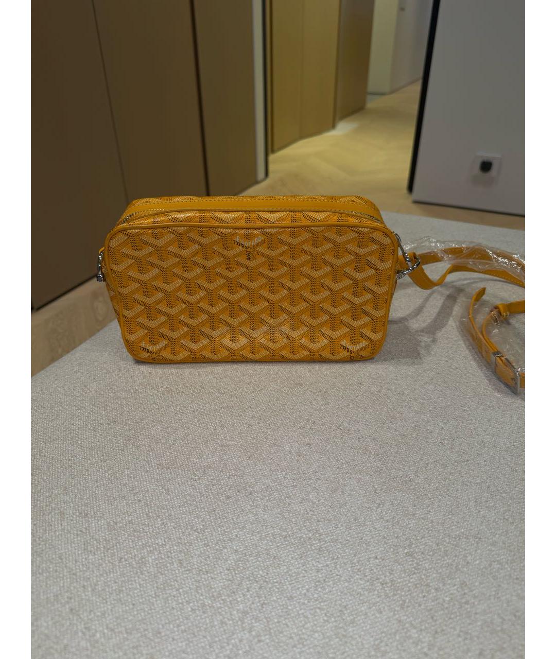 GOYARD Горчичная сумка через плечо из канвы, фото 3