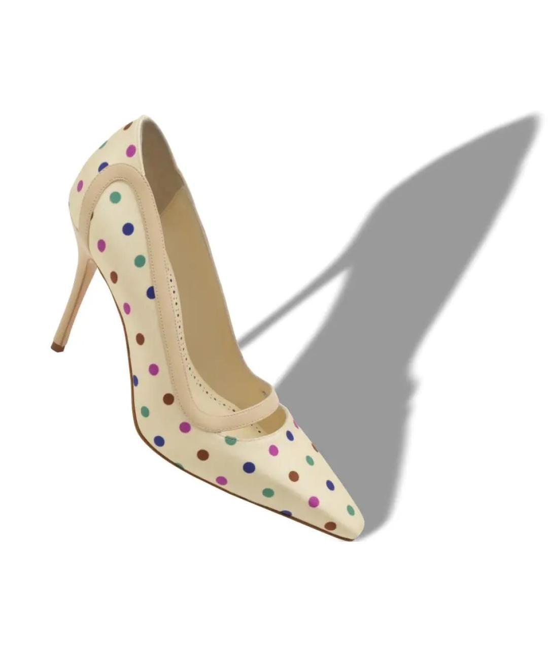 MANOLO BLAHNIK Бежевые кожаные туфли, фото 3