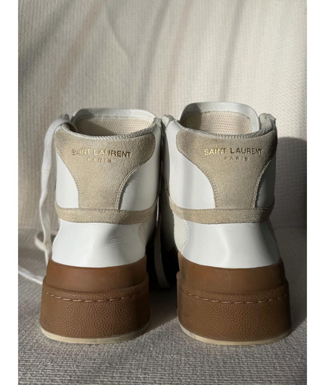SAINT LAURENT Белые кожаные кеды, фото 4
