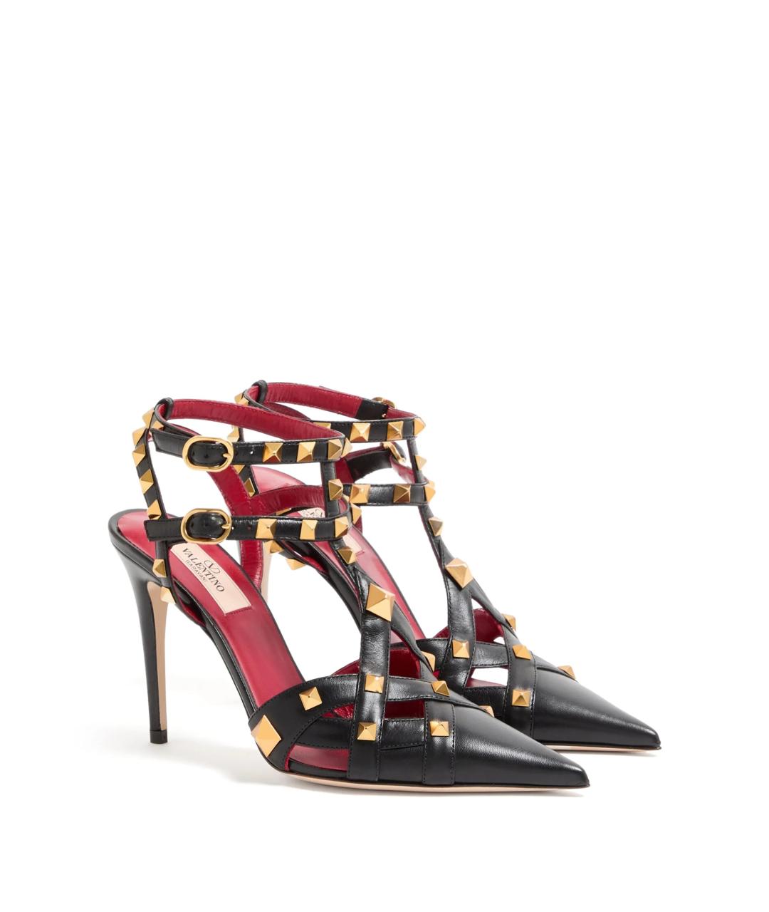 VALENTINO Черные кожаные босоножки, фото 2