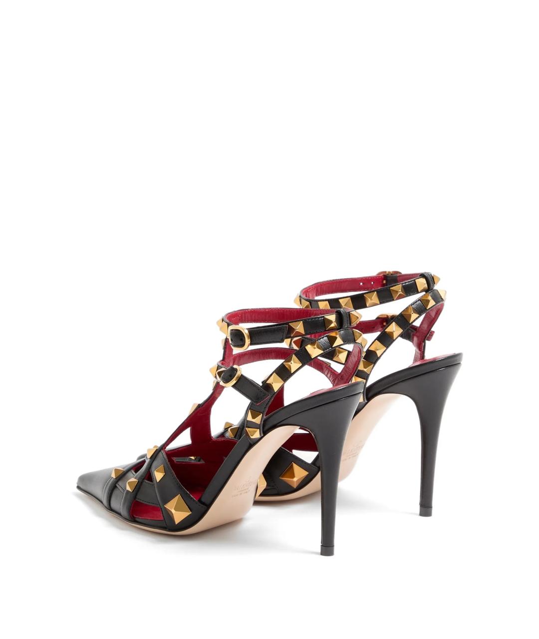 VALENTINO Черные кожаные босоножки, фото 3