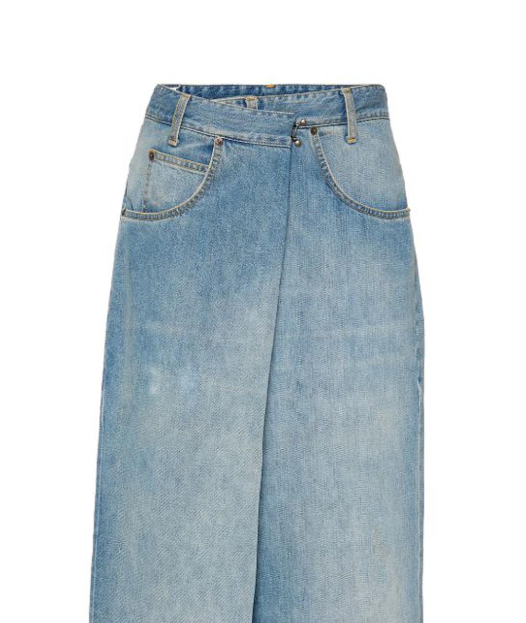 MAISON MARGIELA Голубые хлопковые прямые джинсы, фото 2