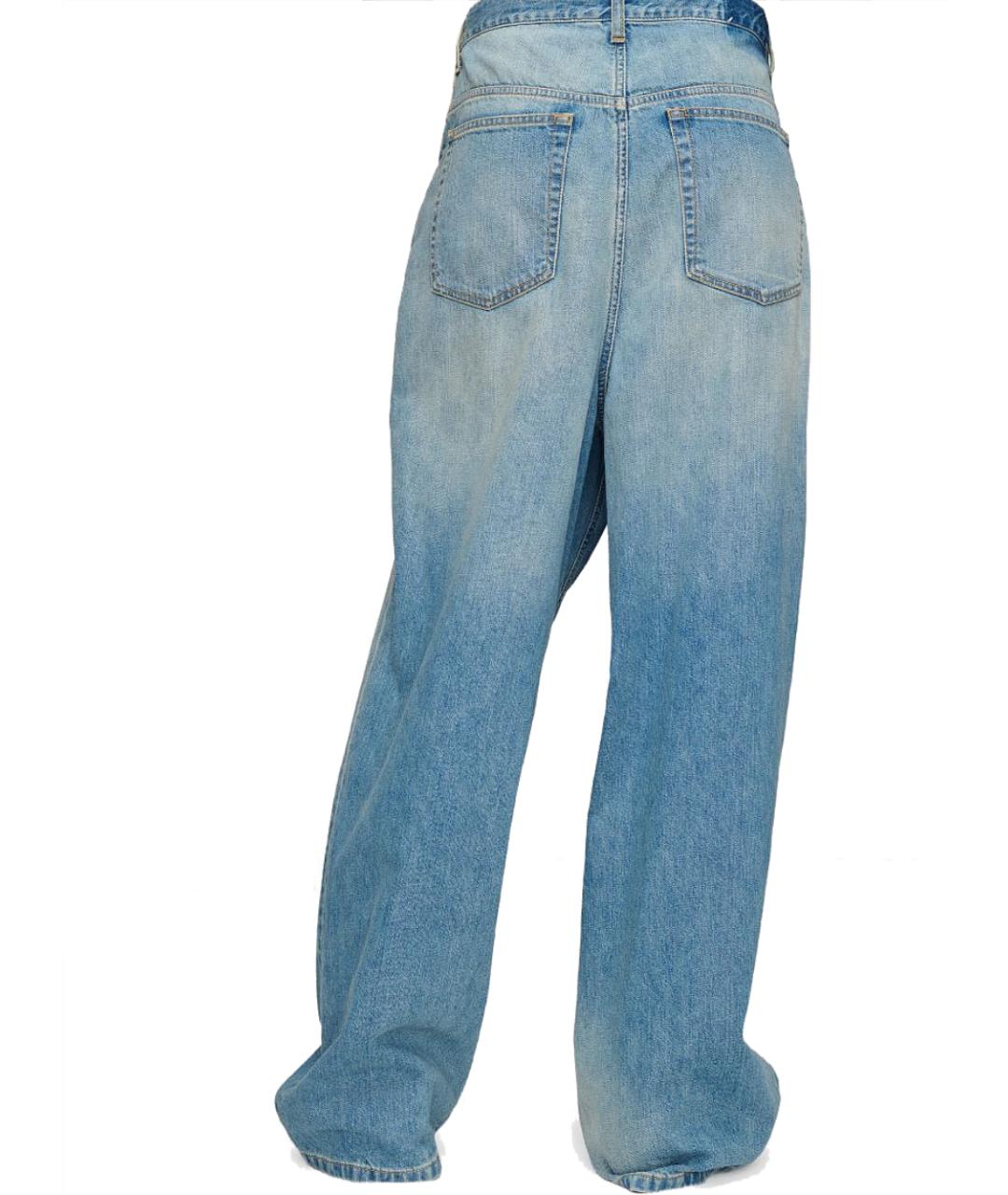 MAISON MARGIELA Голубые хлопковые прямые джинсы, фото 4
