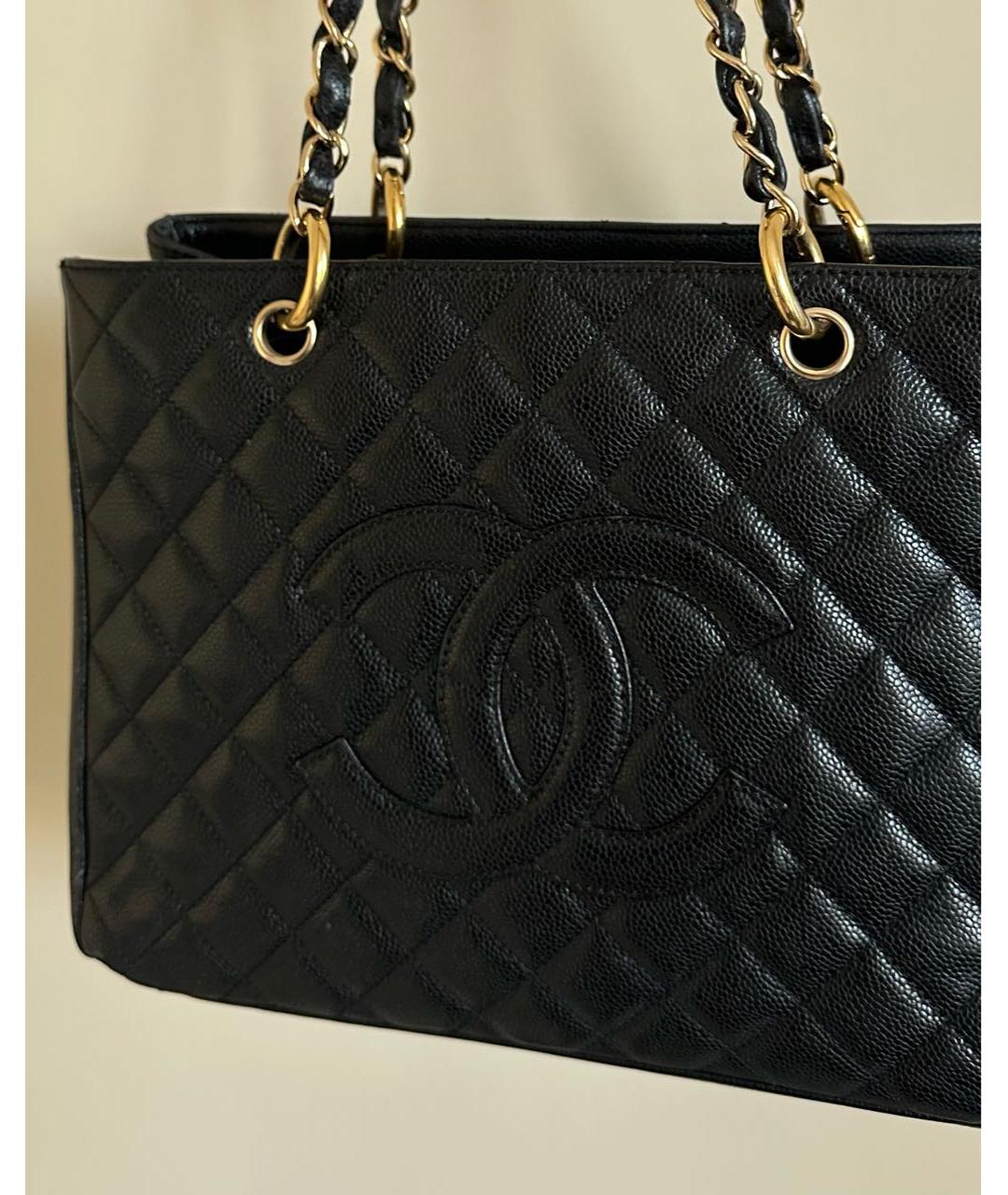 CHANEL Черная кожаная сумка тоут, фото 2