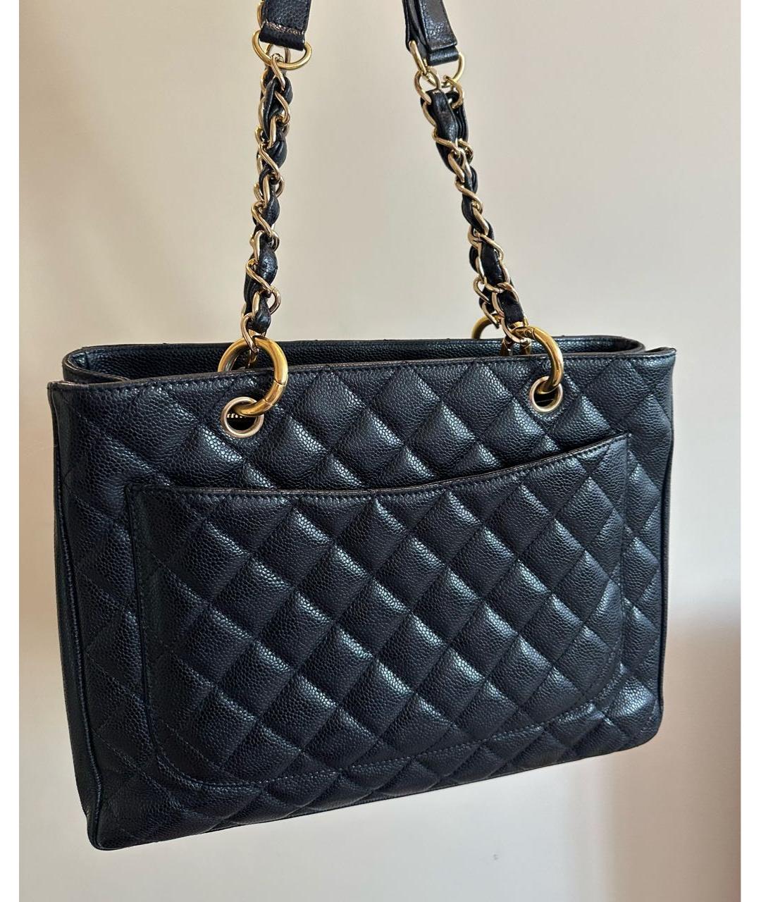 CHANEL Черная кожаная сумка тоут, фото 3