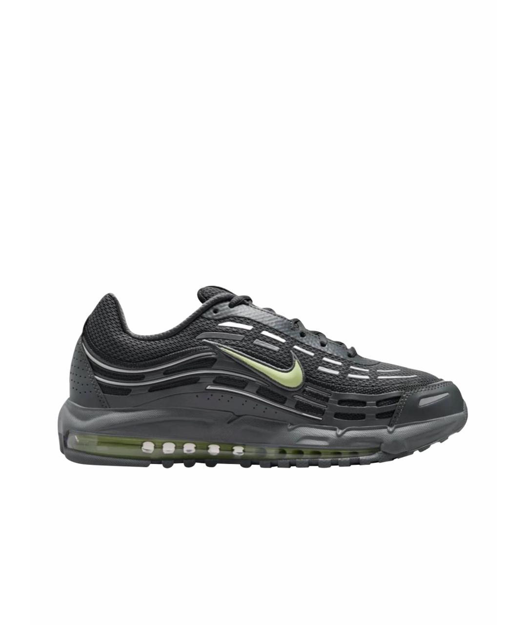 NIKE Антрацитовые кожаные низкие кроссовки / кеды, фото 1