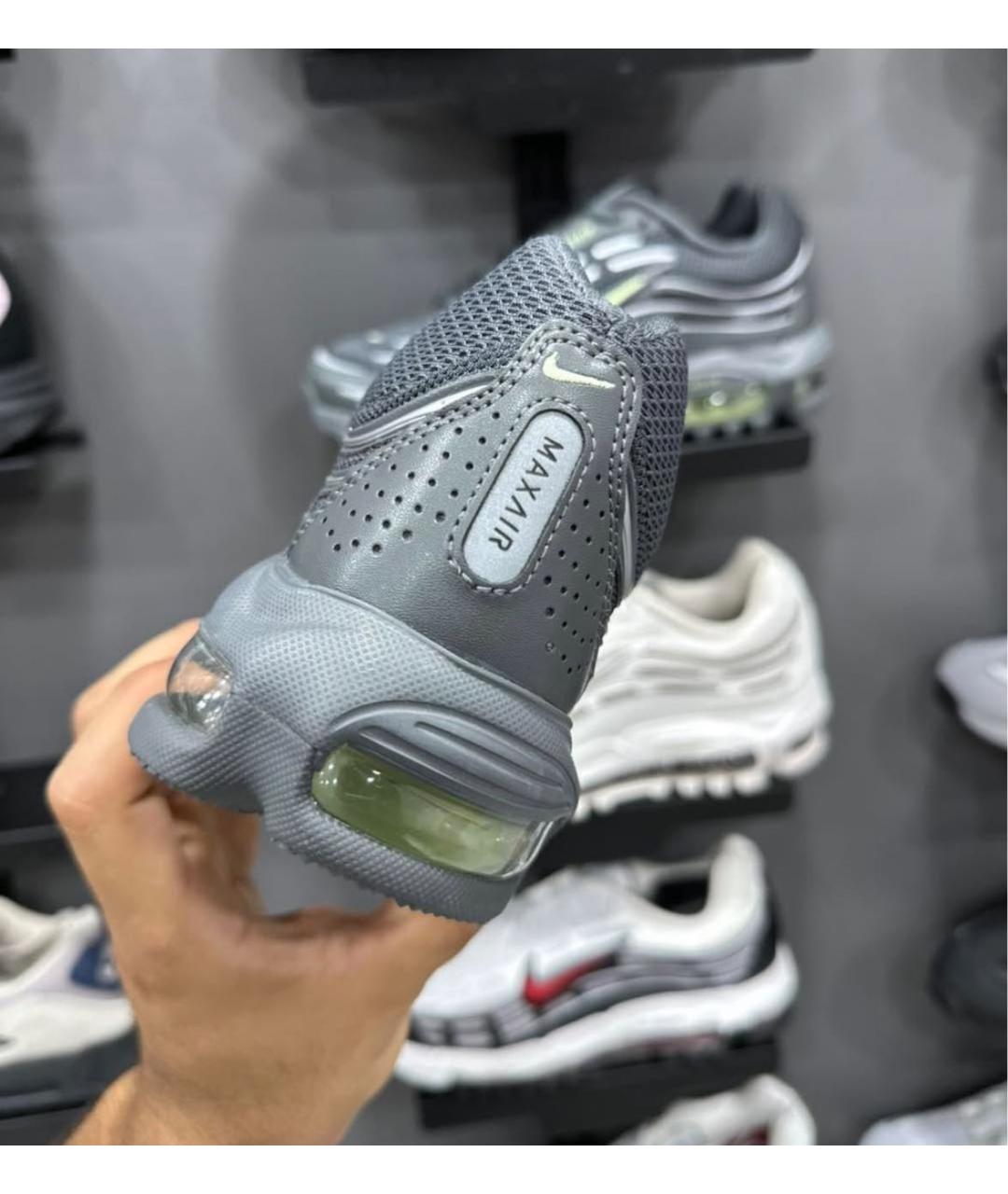 NIKE Антрацитовые кожаные низкие кроссовки / кеды, фото 6