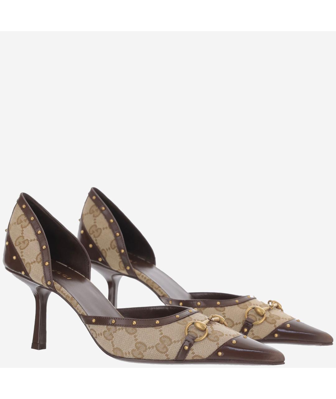 GUCCI Бежевые текстильные туфли, фото 2