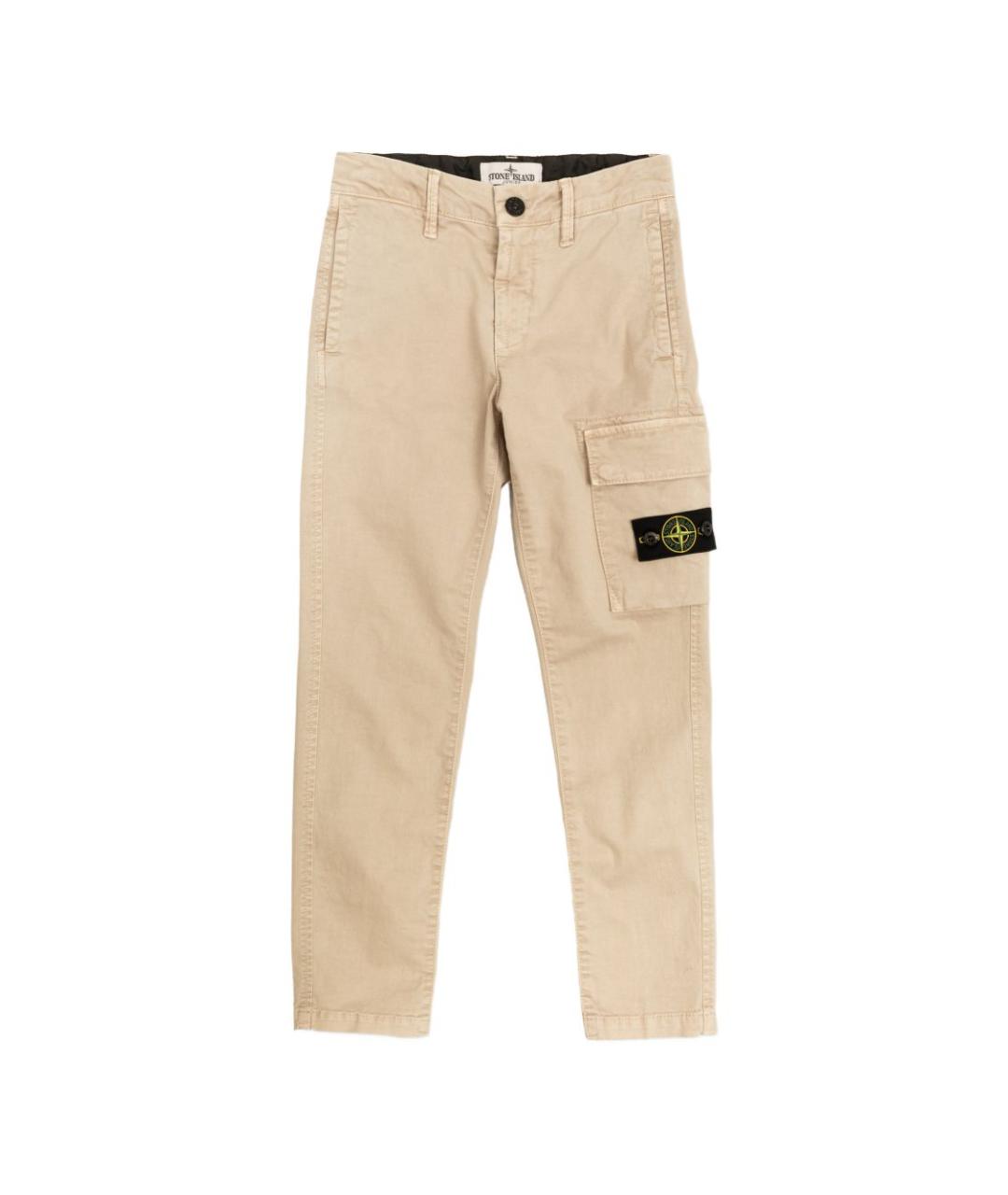 STONE ISLAND Бежевые хлопковые брюки и шорты, фото 1