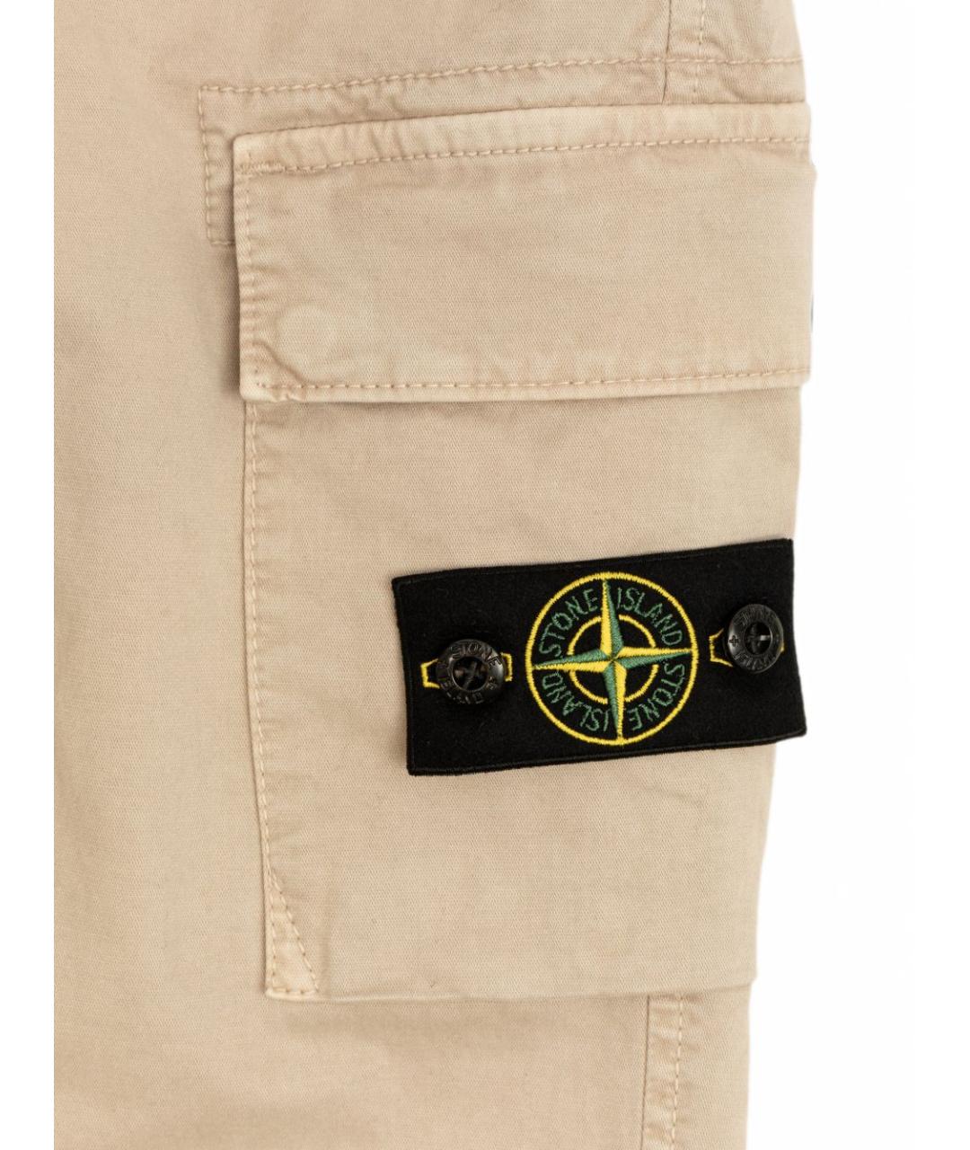 STONE ISLAND Бежевые хлопковые брюки и шорты, фото 2