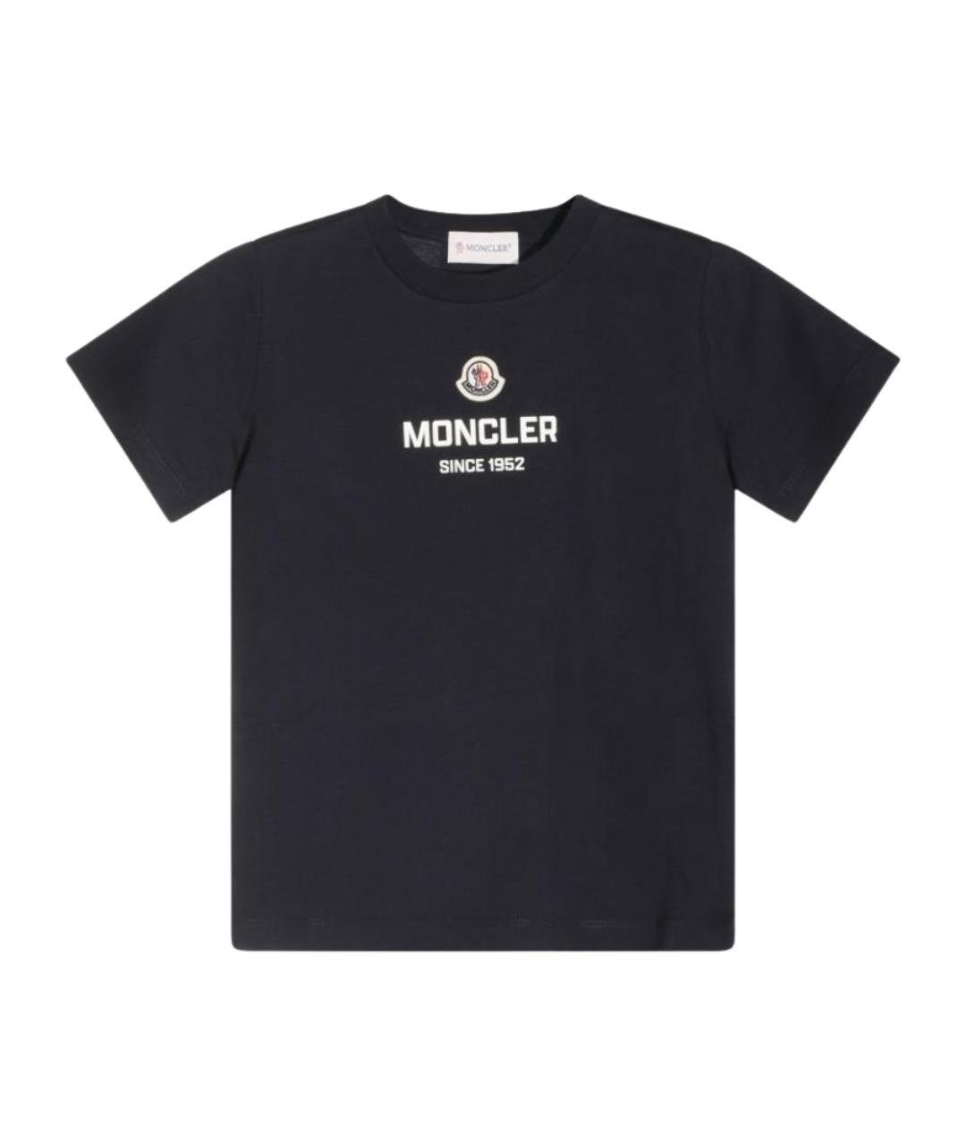 MONCLER KIDS Темно-синяя хлопковая детская футболка, фото 1