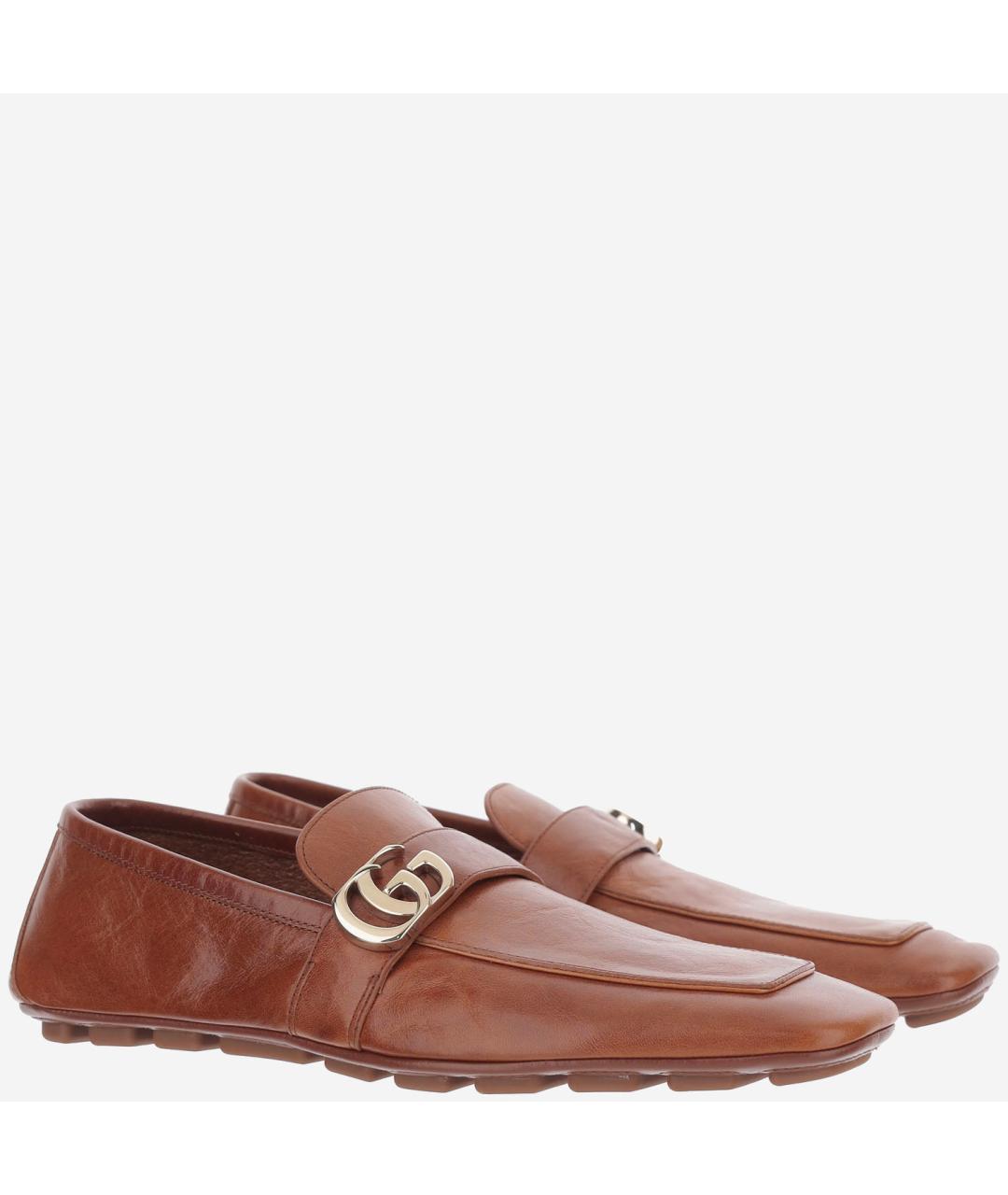 GUCCI Коричневые кожаные лоферы, фото 3