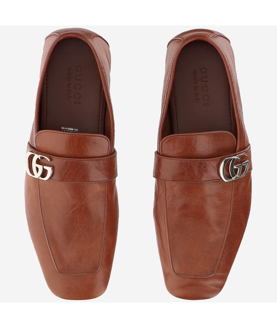GUCCI Коричневые кожаные лоферы, фото 2