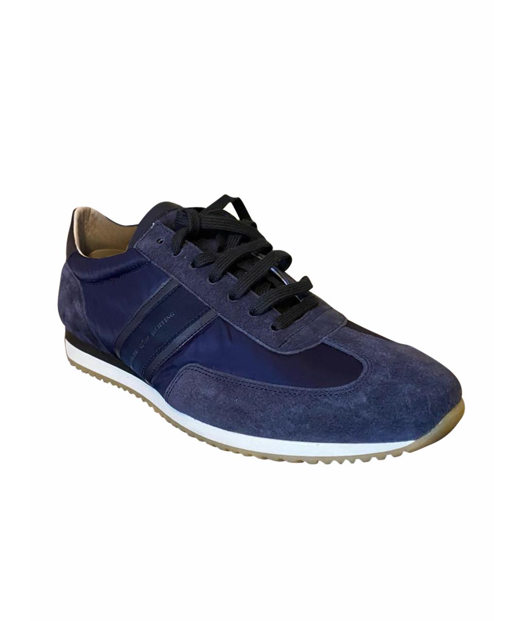 PAUL & SHARK Темно-синие замшевые низкие кроссовки / кеды, фото 1