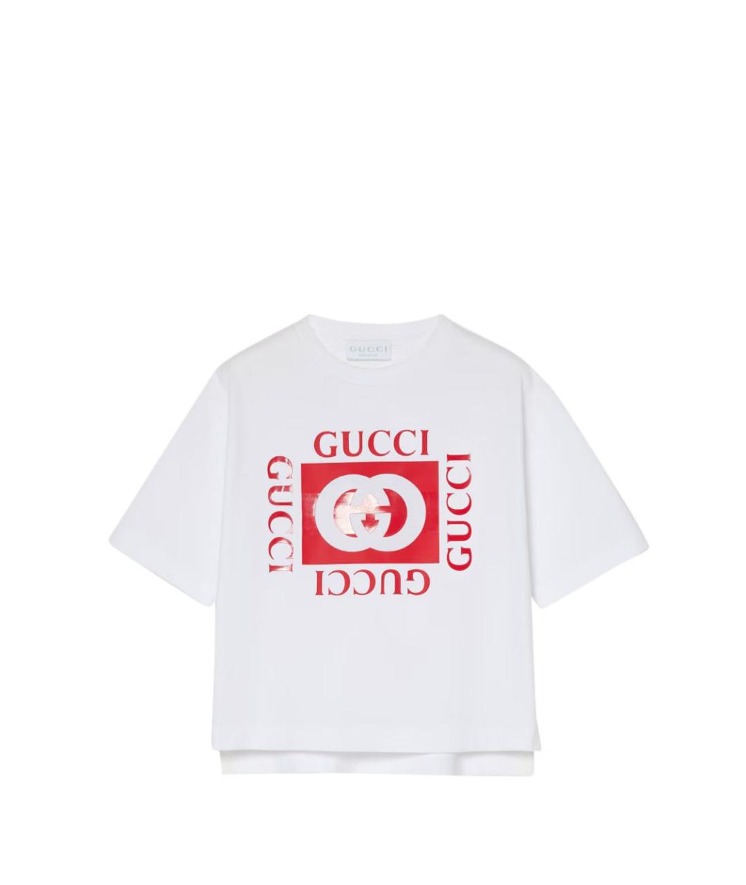 GUCCI Белая хлопковая детская футболка, фото 1