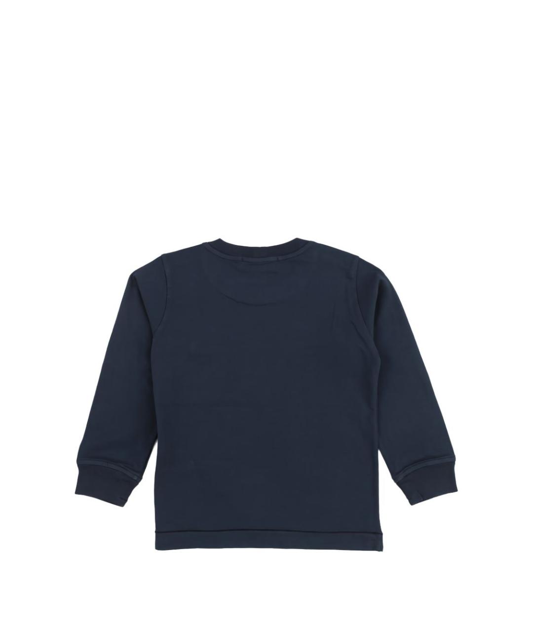 STONE ISLAND Темно-синяя хлопковая детская футболка, фото 2