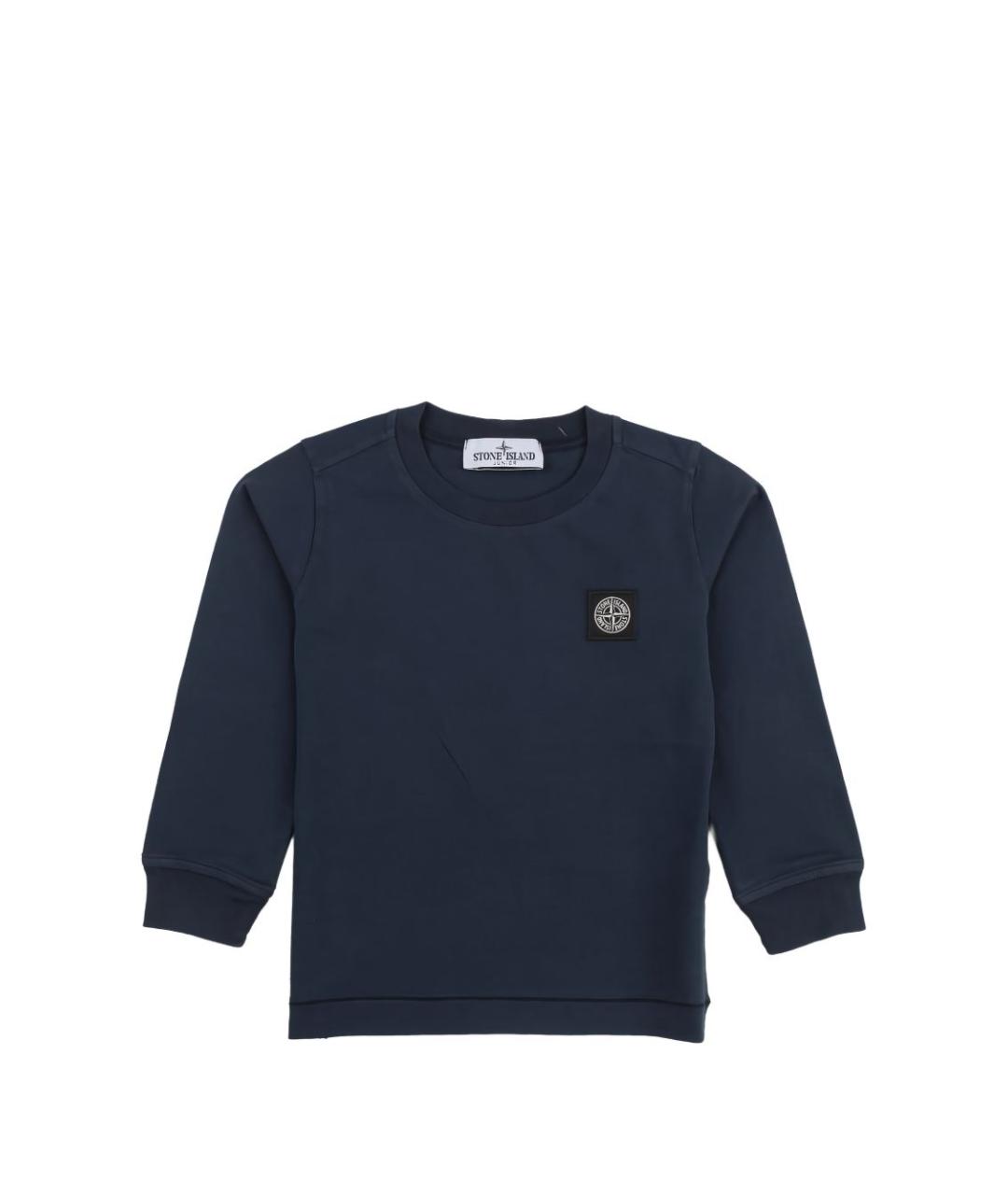 STONE ISLAND Темно-синяя хлопковая детская футболка, фото 1