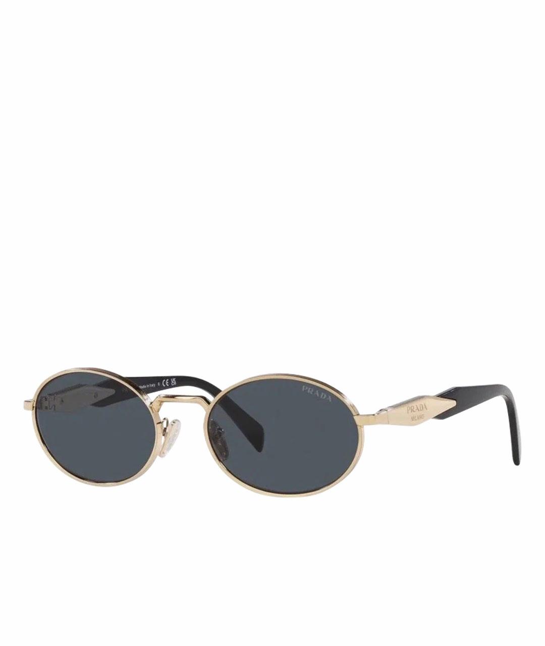 PRADA Золотые металлические солнцезащитные очки, фото 1