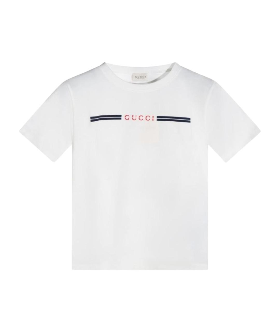 GUCCI Белая хлопковая детская футболка, фото 1