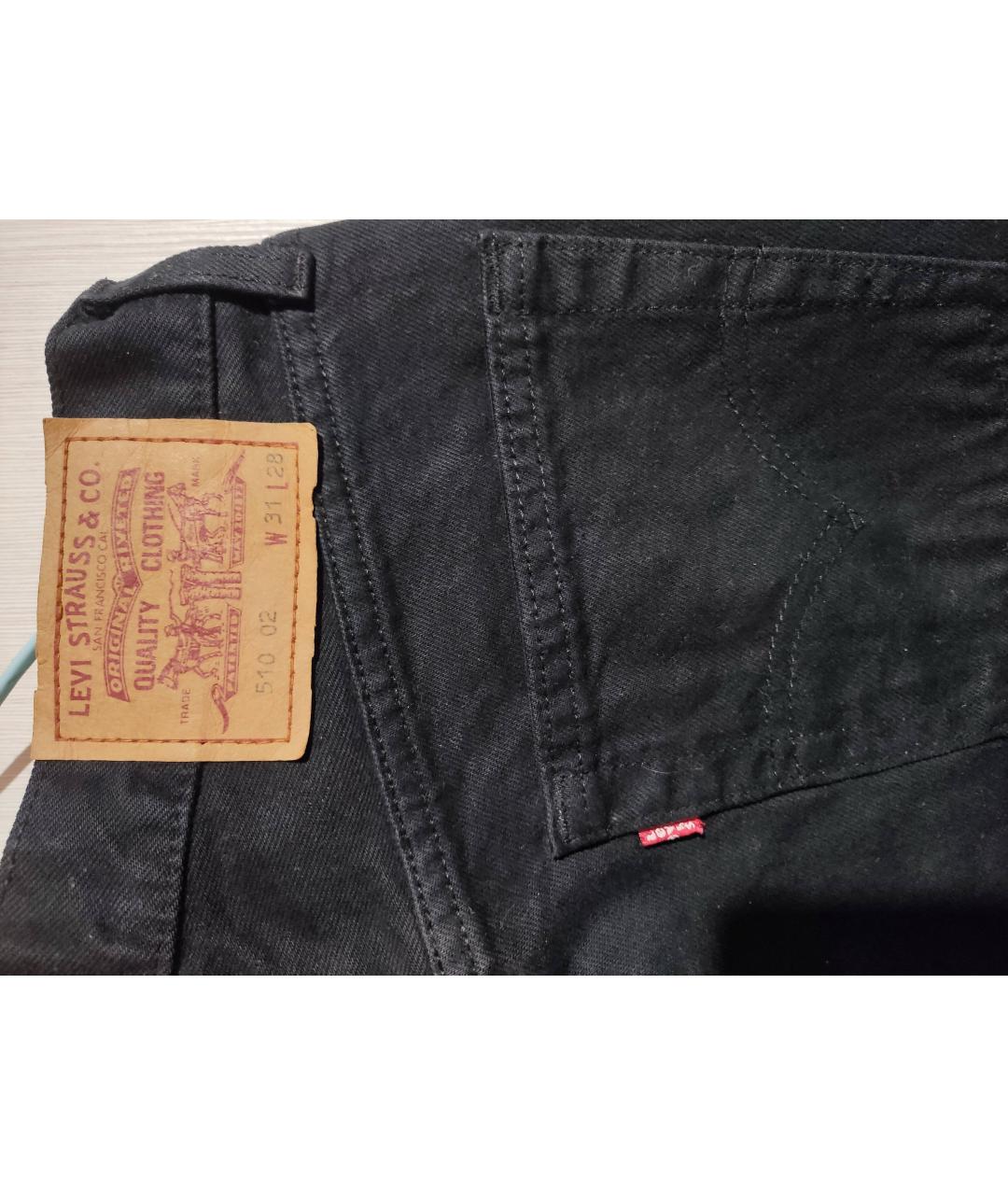 LEVI'S Черные хлопковые прямые джинсы, фото 3