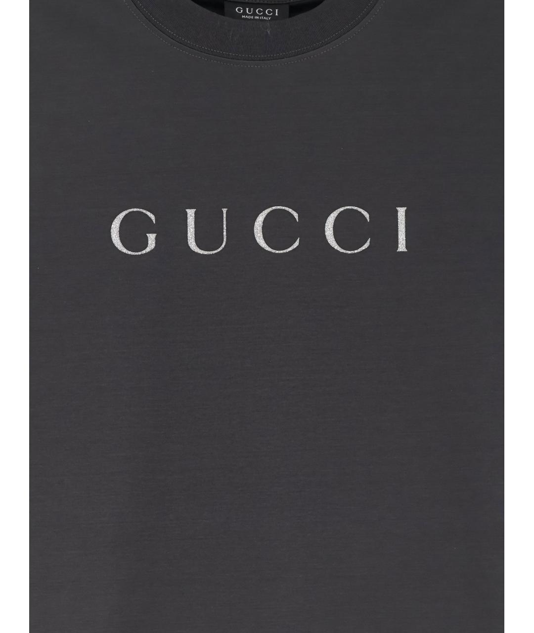 GUCCI Черная хлопковая футболка, фото 3