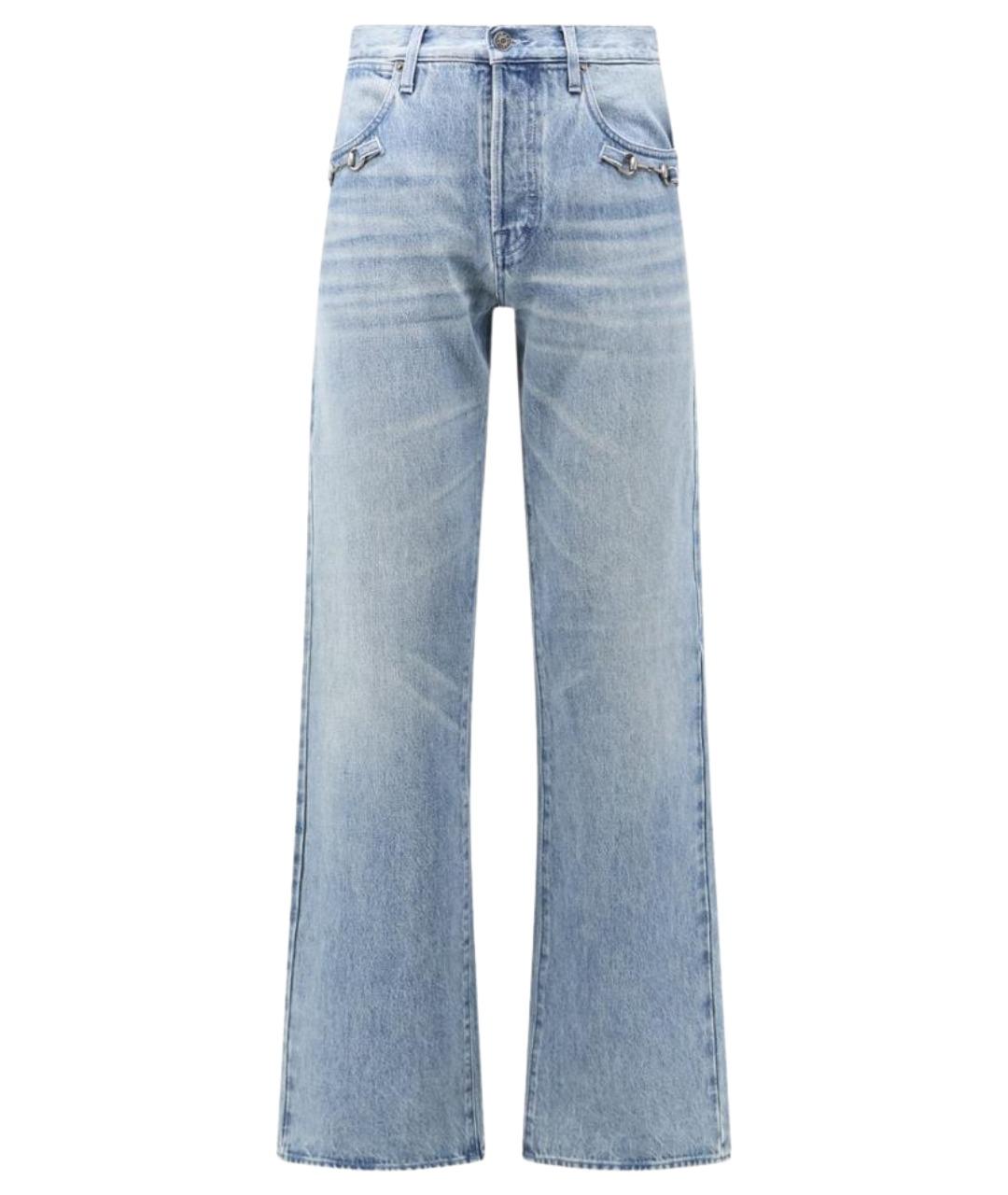 GUCCI Голубые хлопковые прямые джинсы, фото 1