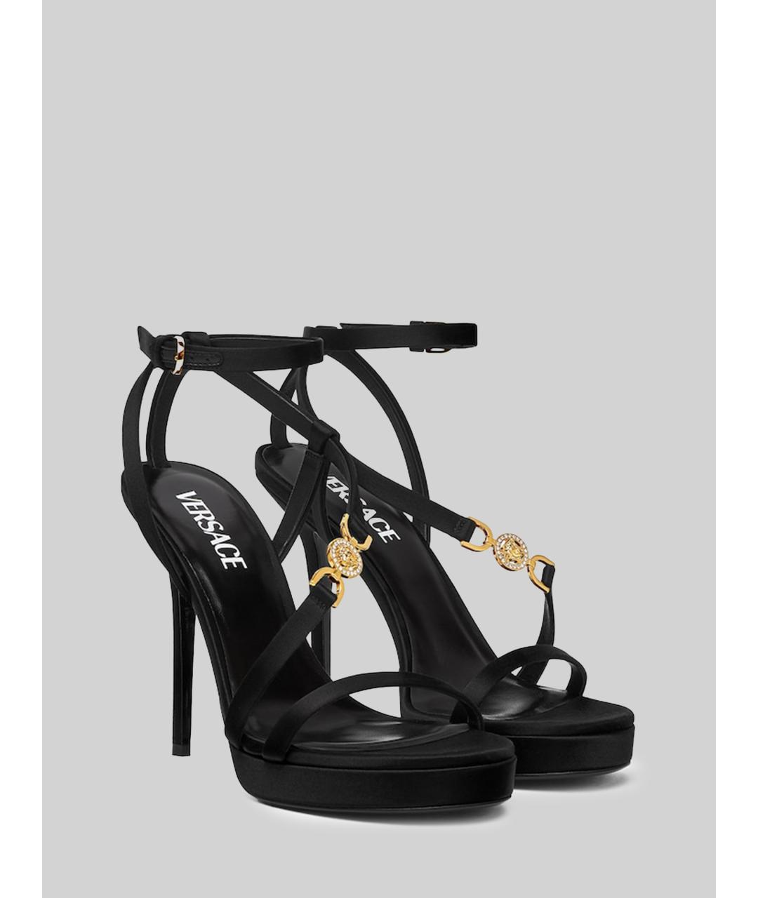VERSACE Черные текстильные босоножки, фото 2