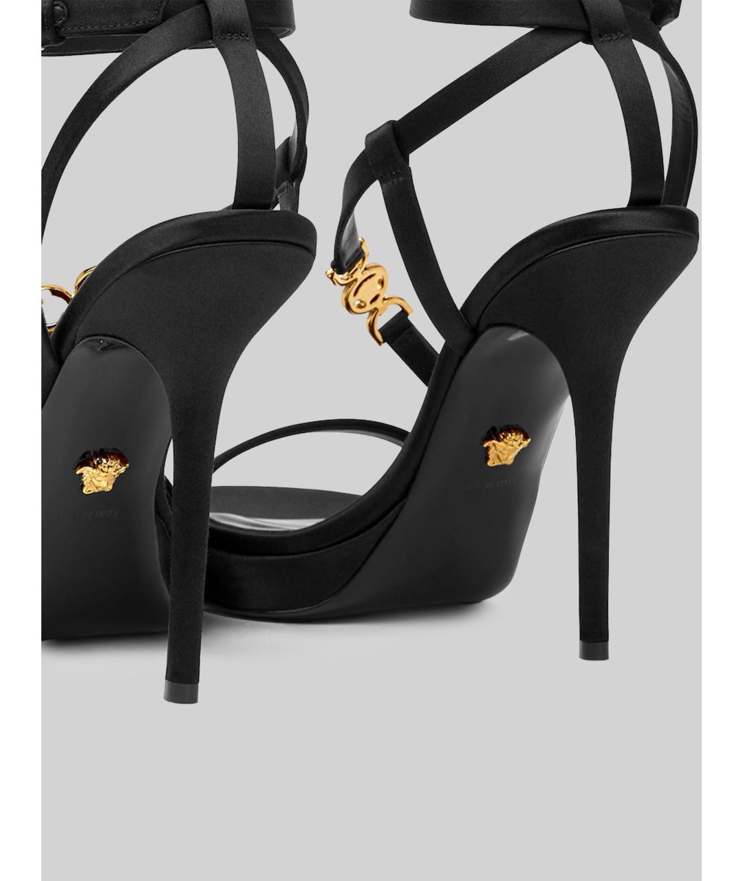 VERSACE Черные текстильные босоножки, фото 3