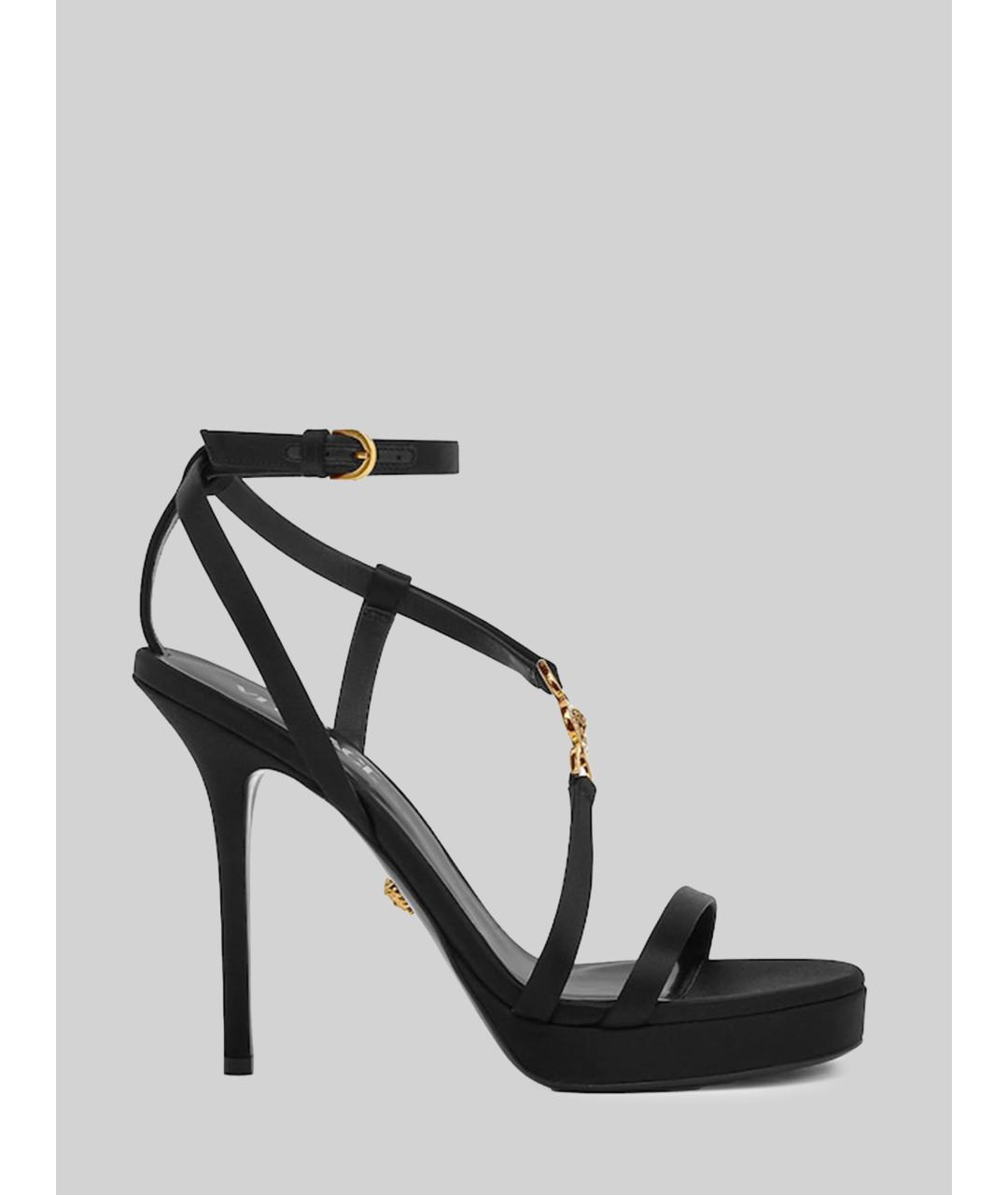 VERSACE Черные текстильные босоножки, фото 5