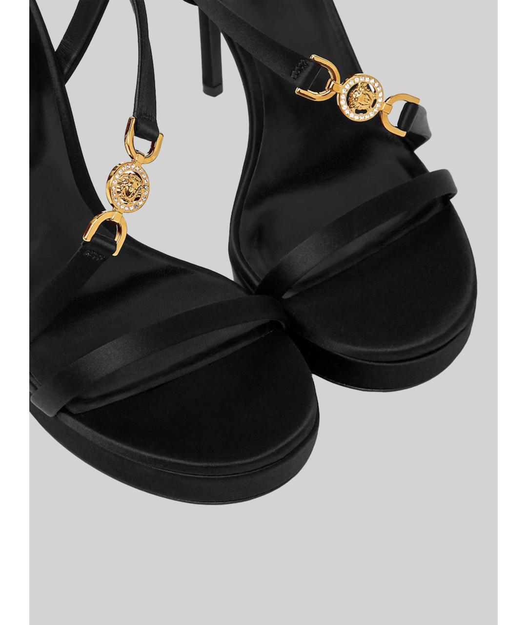 VERSACE Черные текстильные босоножки, фото 4