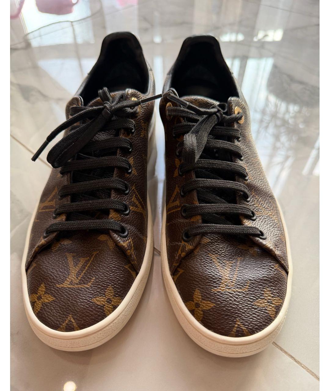 LOUIS VUITTON Коричневые кожаные кроссовки, фото 2