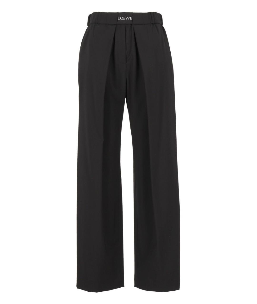 LOEWE Черные полиэстеровые прямые брюки, фото 1