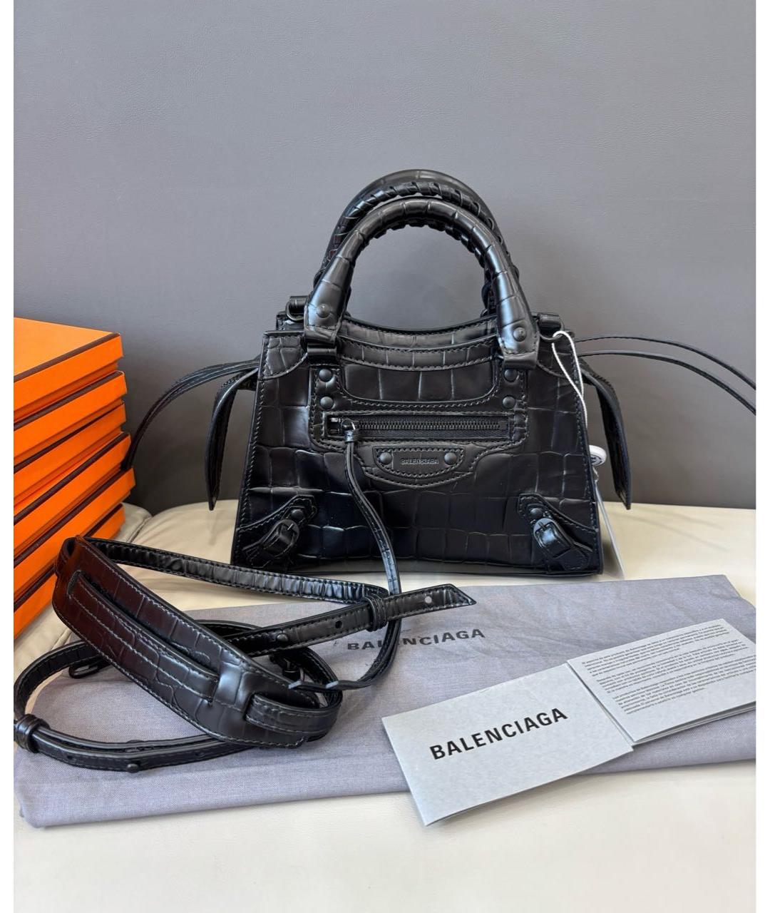 BALENCIAGA Черная кожаная сумка через плечо, фото 9