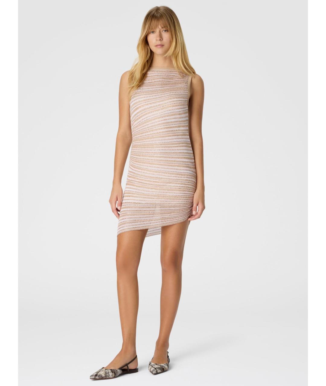 MISSONI Бежевое вискозное коктейльное платье, фото 2