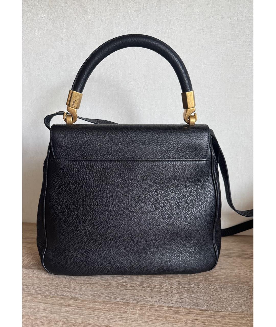 SAINT LAURENT Черная кожаная сумка с короткими ручками, фото 2