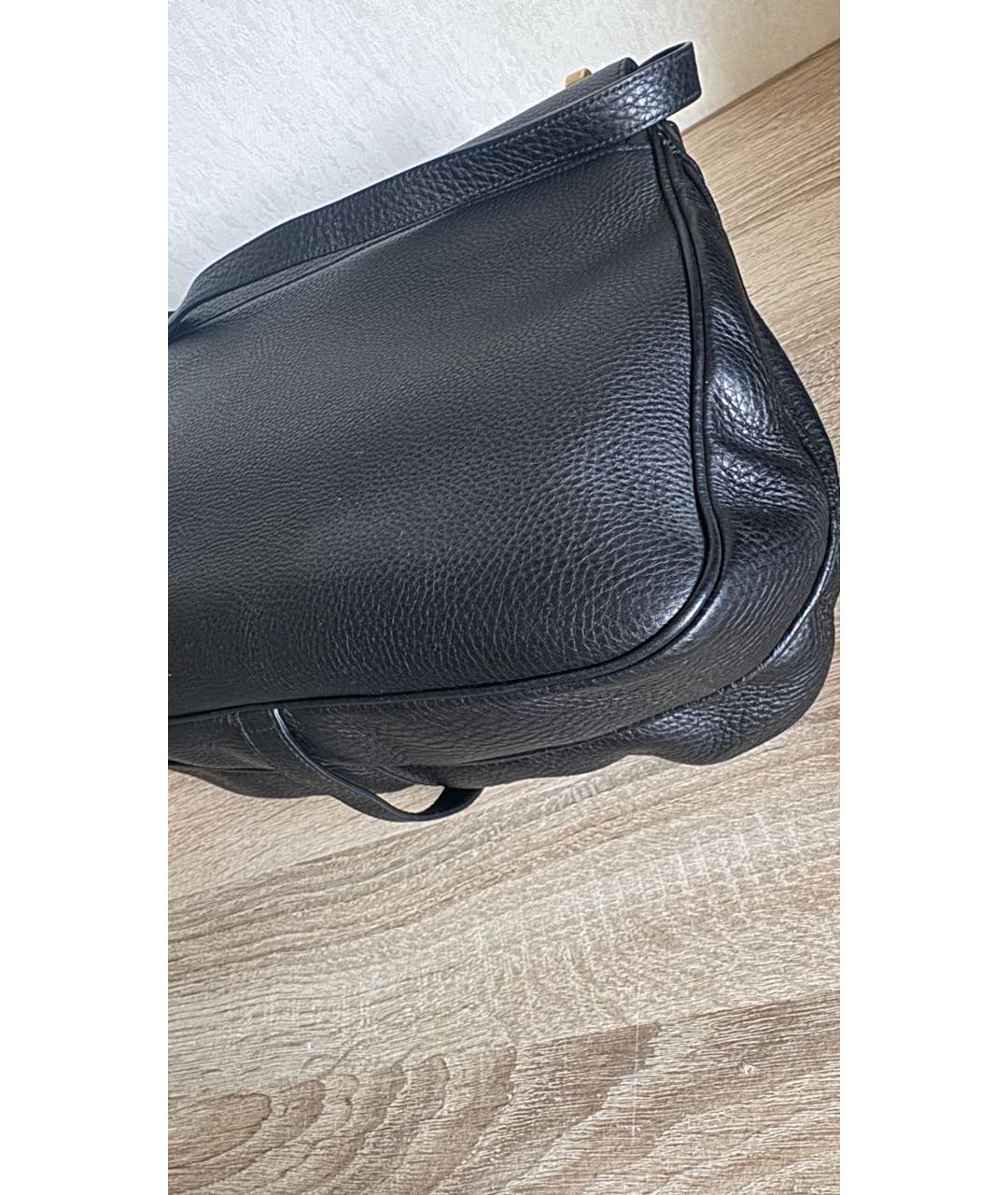 SAINT LAURENT Черная кожаная сумка с короткими ручками, фото 5