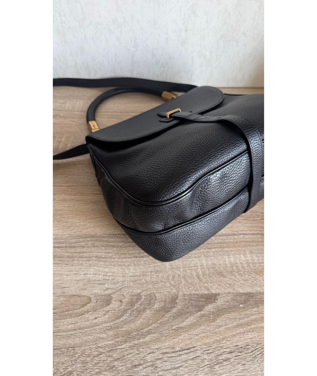 SAINT LAURENT Черная кожаная сумка с короткими ручками, фото 4