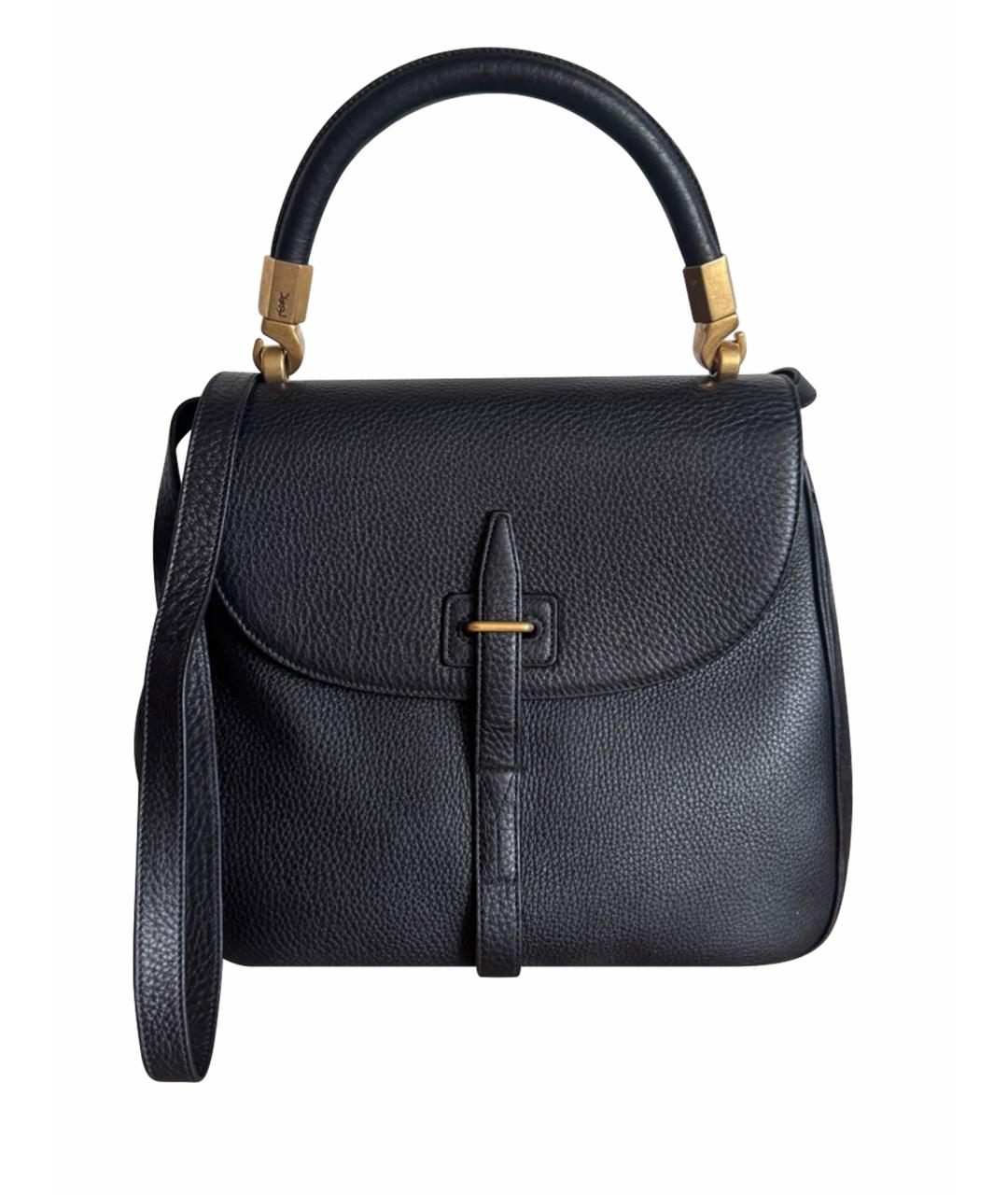SAINT LAURENT Черная кожаная сумка с короткими ручками, фото 1