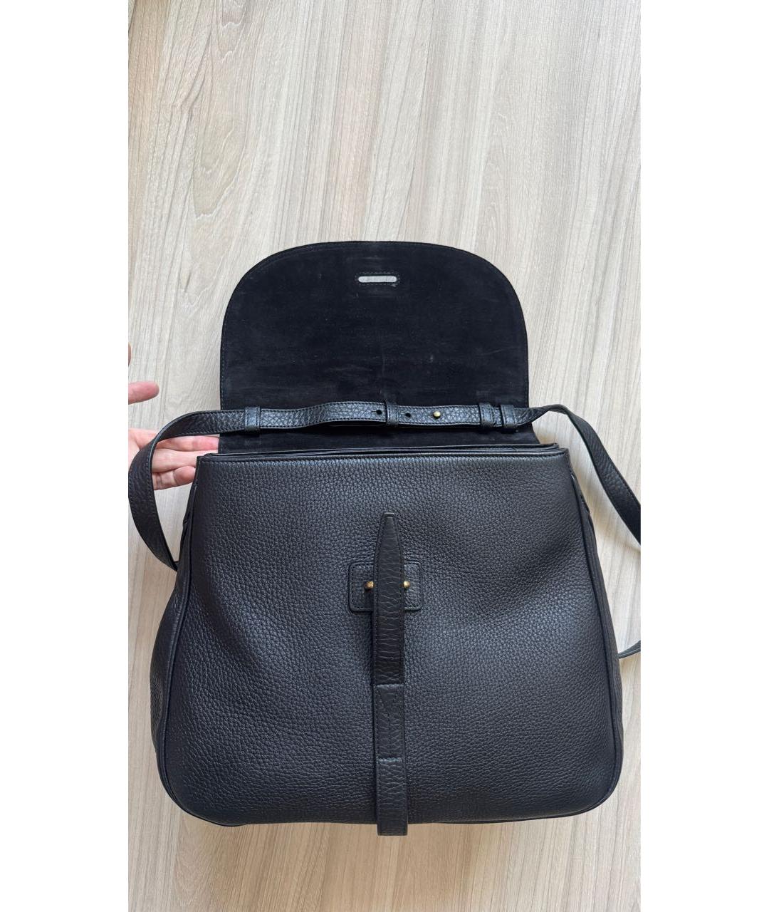 SAINT LAURENT Черная кожаная сумка с короткими ручками, фото 8