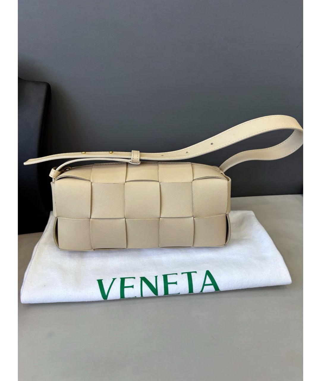 BOTTEGA VENETA Бежевая кожаная сумка через плечо, фото 8
