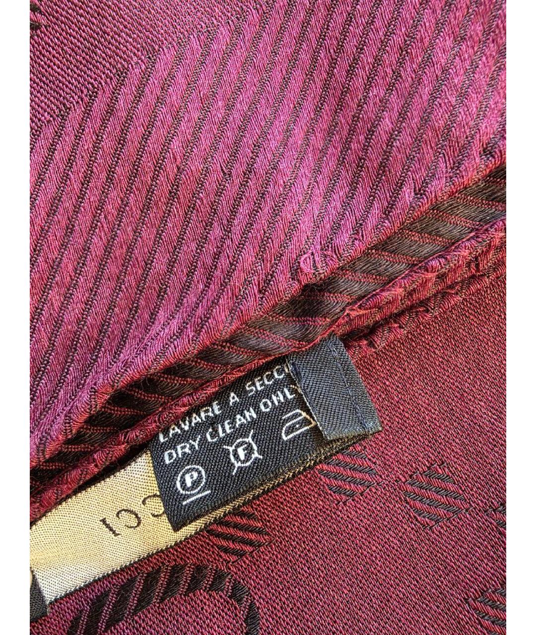 GUCCI Бордовый шерстяной платок, фото 2