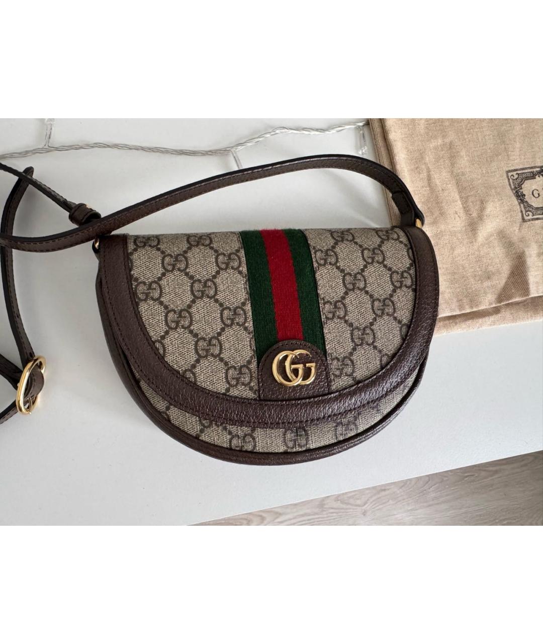 GUCCI Бежевая сумка через плечо из канвы, фото 5