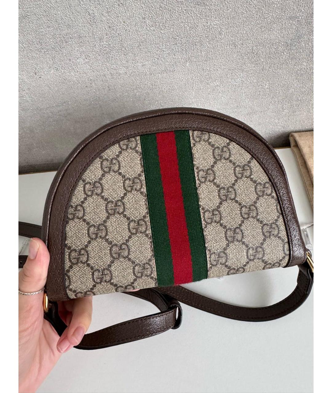 GUCCI Бежевая сумка через плечо из канвы, фото 2