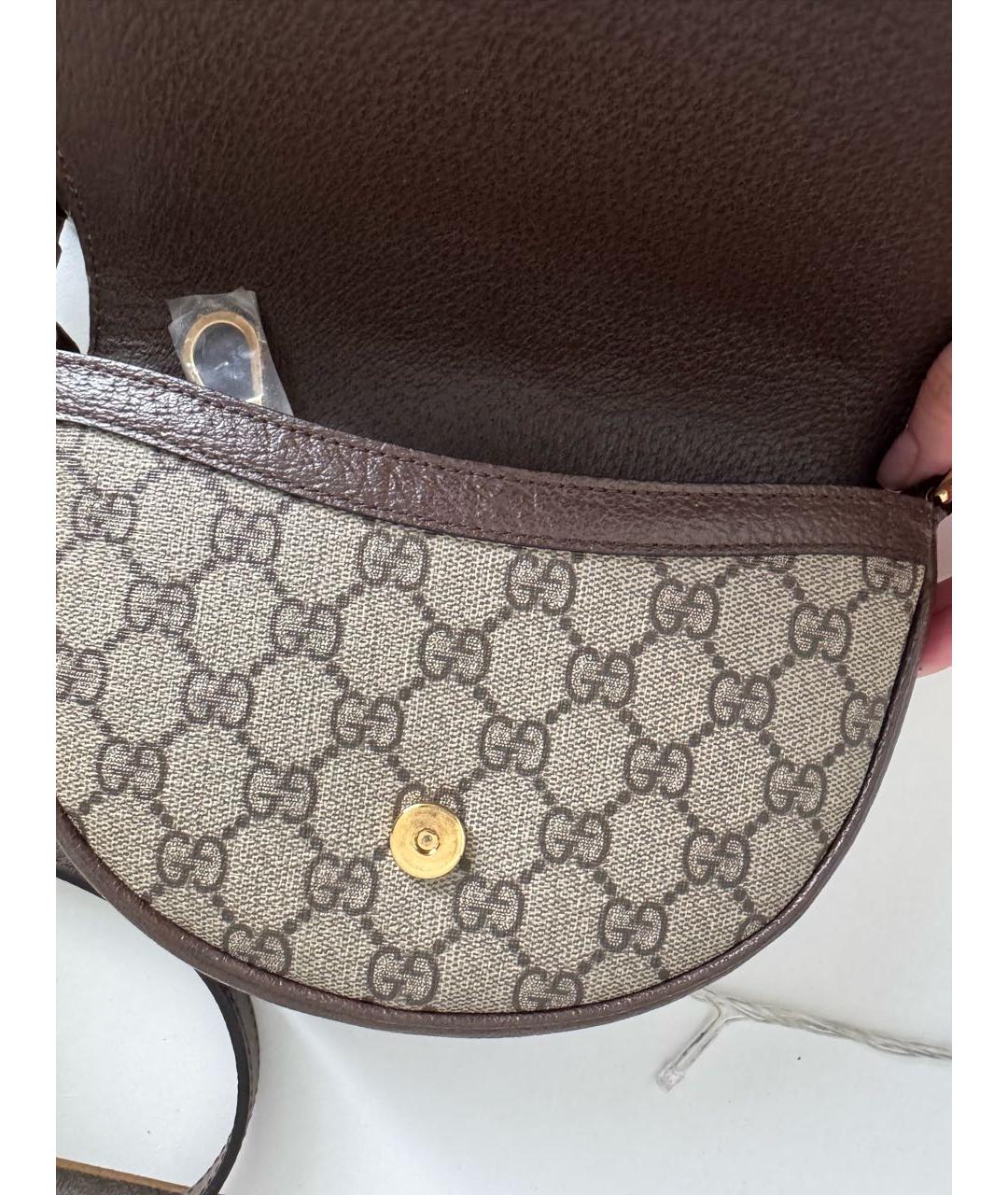 GUCCI Бежевая сумка через плечо из канвы, фото 3
