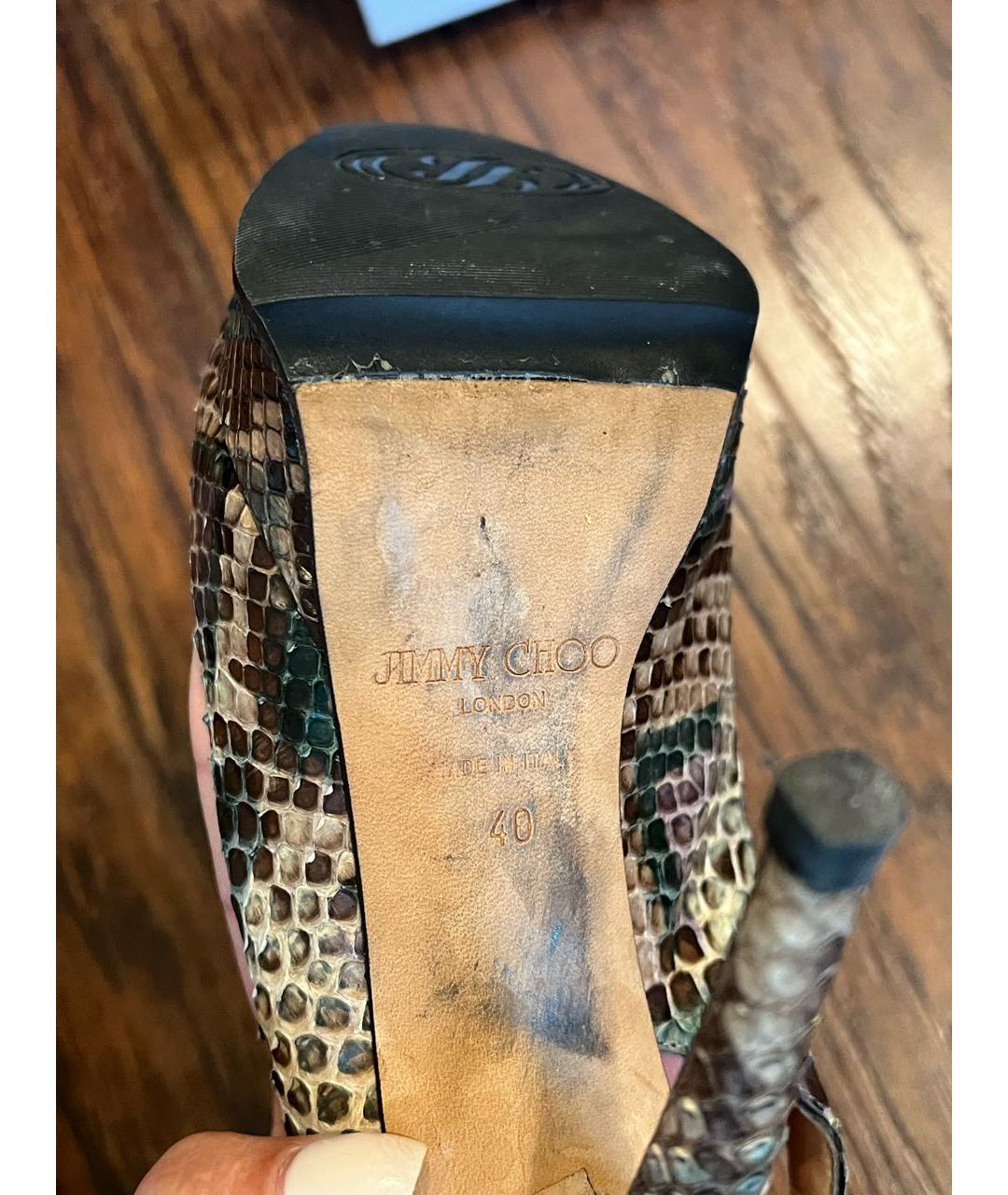 JIMMY CHOO Мульти босоножки из кожи питона, фото 5